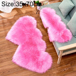 Tapis en imitation laine créative double cœur pour canapé, coussin en peluche pour chambre et salon, 35x70 cm, 60x120 cm