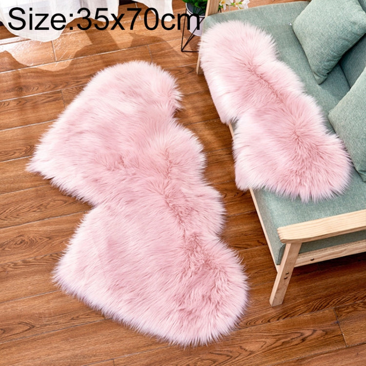Tapis en imitation laine créative double cœur pour canapé, coussin en peluche pour chambre et salon, 35x70 cm, 60x120 cm