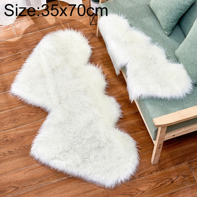 Tapis en imitation laine créative double cœur pour canapé, coussin en peluche pour chambre et salon, 35x70 cm, 60x120 cm