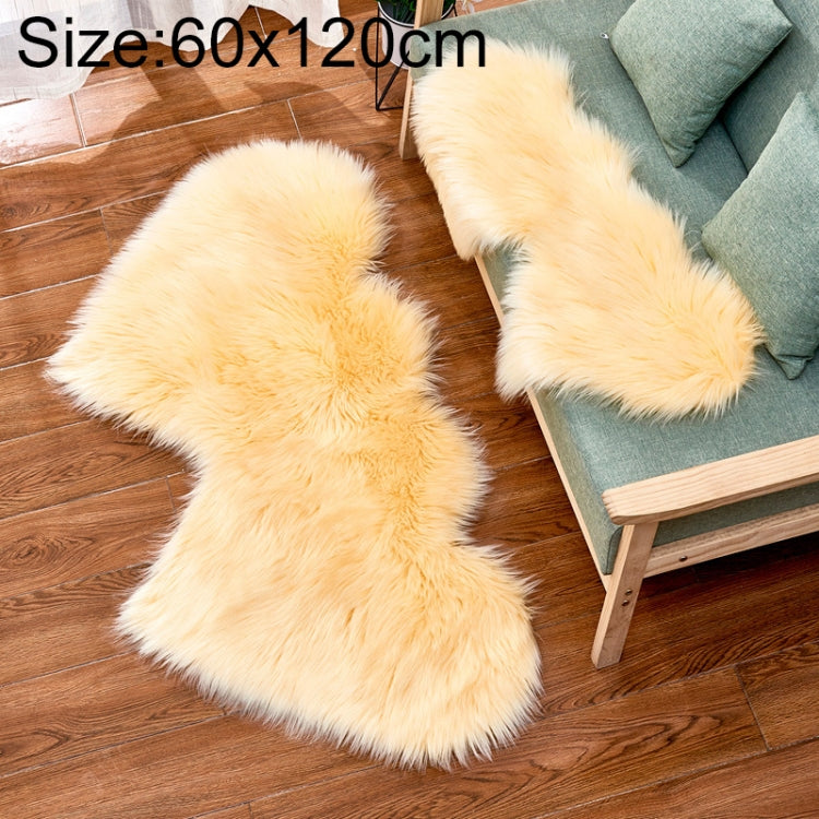 Tapis en imitation laine créative double cœur pour canapé, coussin en peluche pour chambre et salon, 35x70 cm, 60x120 cm