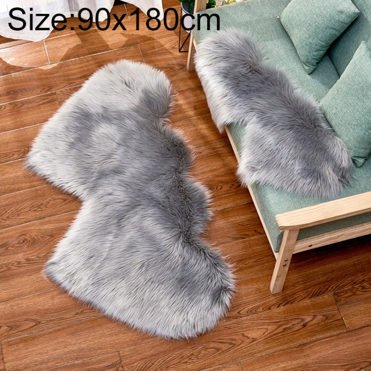 Tapis de sol créatif double cœur en fausse laine pour canapé, coussin en peluche pour chambre et salon, 90x180cm