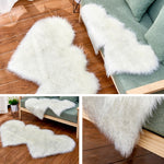 Tapis de sol créatif double cœur en fausse laine pour canapé, coussin en peluche pour chambre et salon, 90x180cm