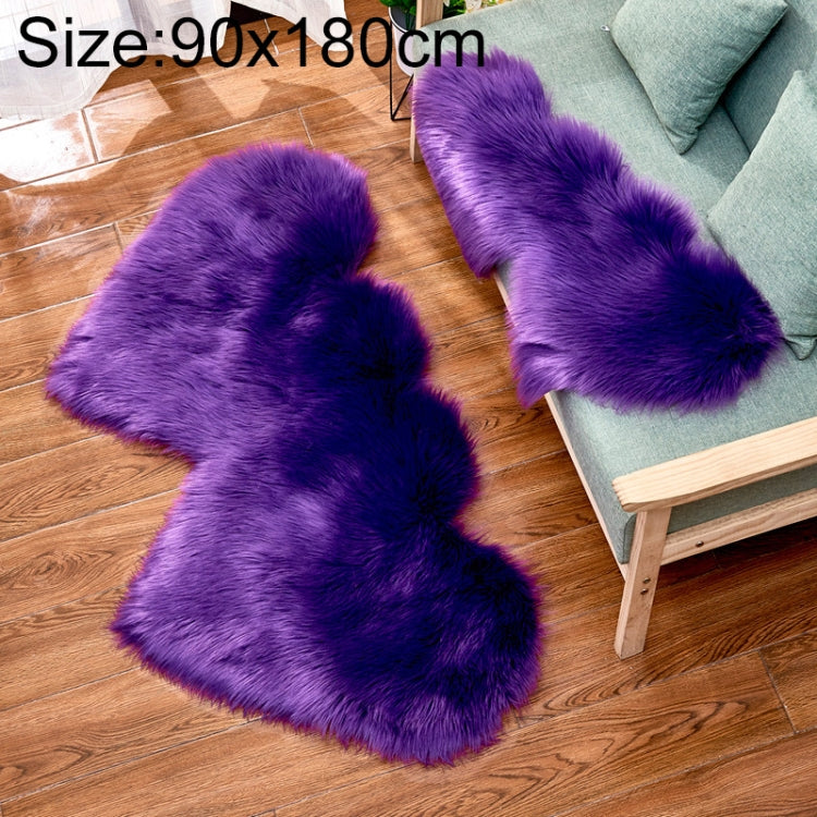 Tapis de sol créatif double cœur en fausse laine pour canapé, coussin en peluche pour chambre et salon, 90x180cm