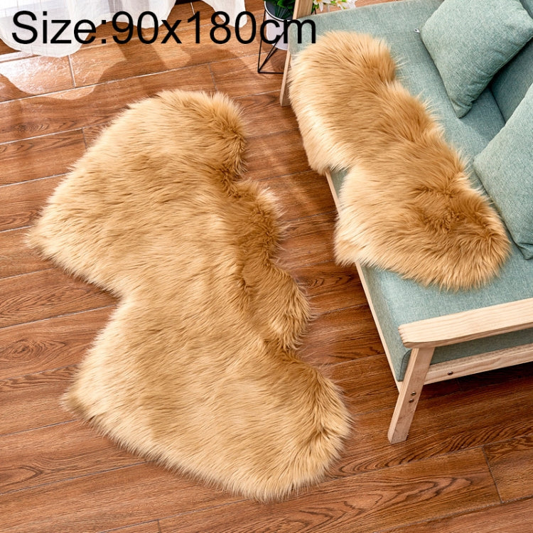 Tapis de sol créatif double cœur en fausse laine pour canapé, coussin en peluche pour chambre et salon, 90x180cm