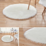 Tapis rond en peluche longue pour salon, imitation laine, 45x45cm, 60x60cm