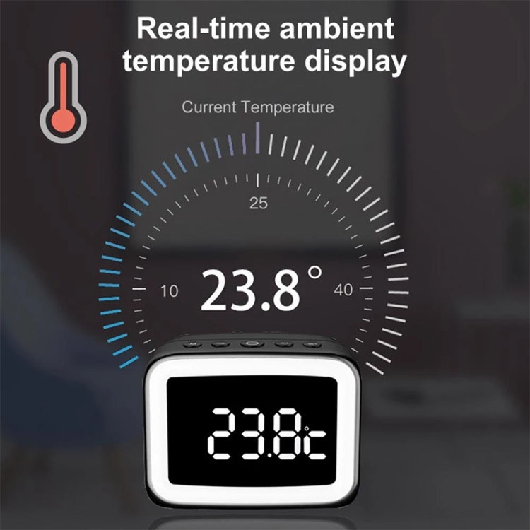 Enceinte Bluetooth miroir HD LED mini BT-511, support carte TF 32 Go & AUX 3,5 mm & double réveil & température en temps réel & appels mains libres, blanc, rose, noir, rouge