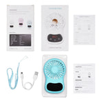 Ventilateur multifonctionnel avec horloge, petit ventilateur de bureau créatif, mini ventilateur USB, blanc, rose, bleu