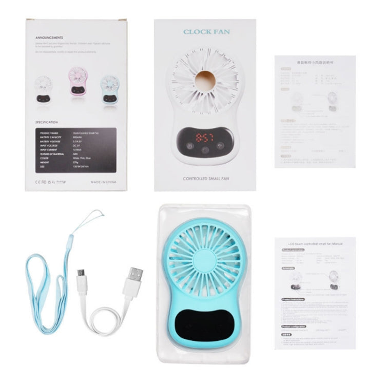 Ventilateur multifonctionnel avec horloge, petit ventilateur de bureau créatif, mini ventilateur USB, blanc, rose, bleu