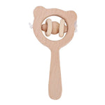 Hochet en bois d'éveil pour bébé, Hochet ours, Grosse perle ours, Petite perle ours, Perle simple ours, Hochet hibou