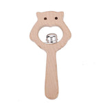 Hochet en bois d'éveil pour bébé, Hochet ours, Grosse perle ours, Petite perle ours, Perle simple ours, Hochet hibou