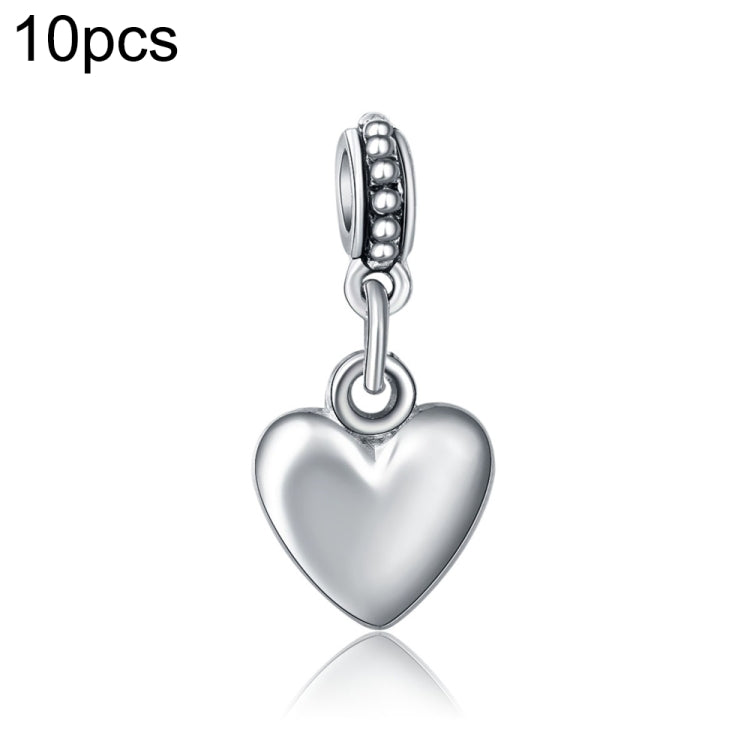 10pcs Cœur Forme Surface Lisse Perle Argenture Européen Grand Trou Breloques Pendentifs DIY Accessoires Bijoux Adaptés Collier