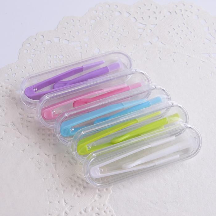 Kit de voyage 5 pièces portable avec pince et bâtonnets spéciaux pour lentilles de contact