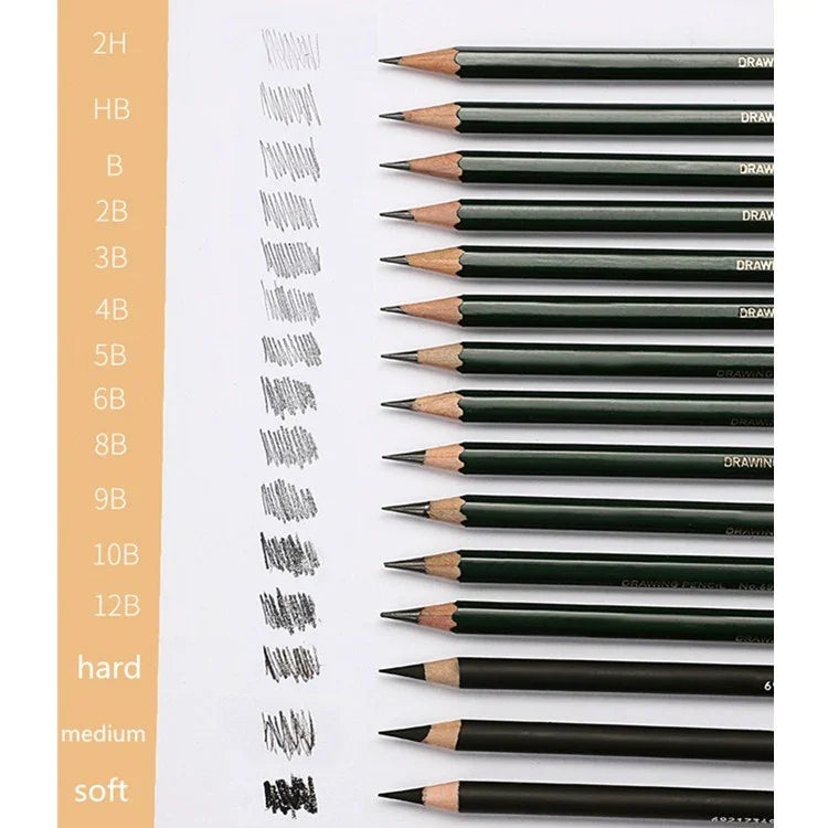 Lot de 27 crayons à esquisser pour étudiants, fournitures d'art, 27 en 1