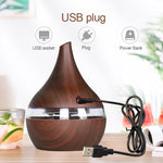 Diffuseur d'arômes électrique USB de 300 ml, humidificateur d'air ultrasonique en bois, diffuseur d'huiles essentielles, brumisateur frais