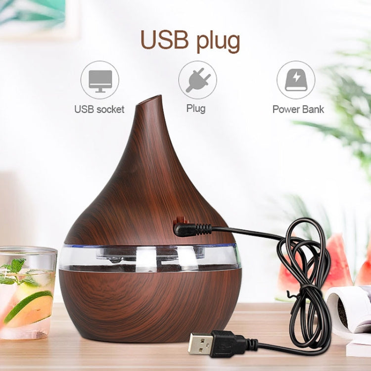 Diffuseur d'arômes électrique USB de 300 ml, humidificateur d'air ultrasonique en bois, diffuseur d'huiles essentielles, brumisateur frais