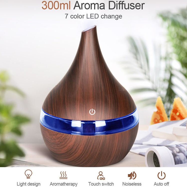 Diffuseur d'arômes électrique USB de 300 ml, humidificateur d'air ultrasonique en bois, diffuseur d'huiles essentielles, brumisateur frais