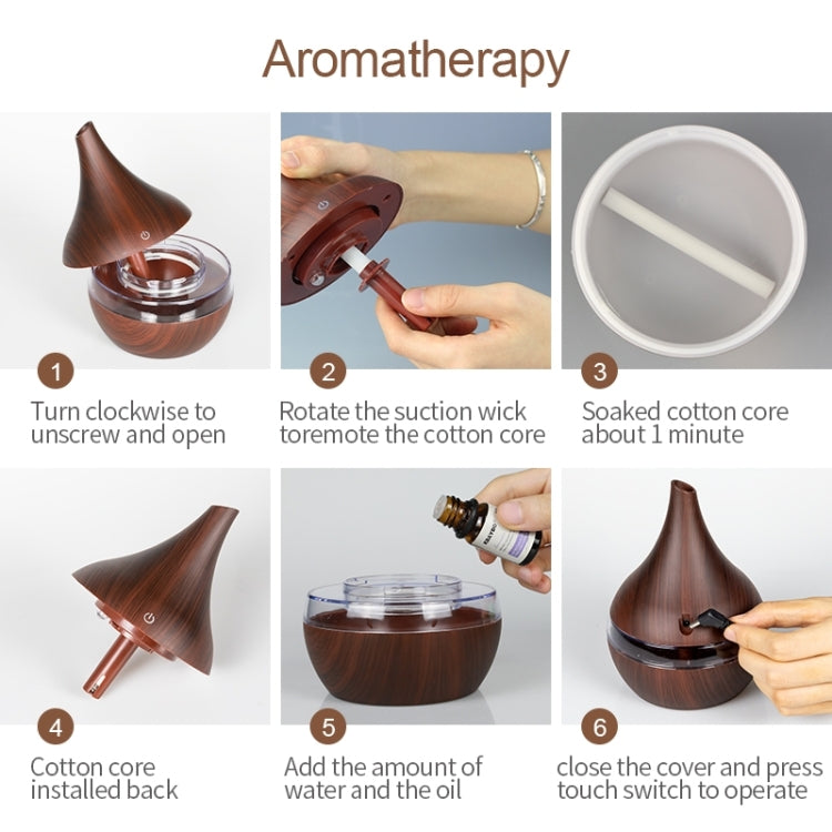 Diffuseur d'arômes électrique USB de 300 ml, humidificateur d'air ultrasonique en bois, diffuseur d'huiles essentielles, brumisateur frais