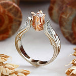 Bague de mariage Rose Fleur avec diamant pour femmes, 5, 8, 10