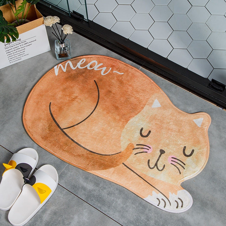 Tapis de bain chat endormi de dessin animé, tapis de sol antidérapant pour WC et salle de bain, 40X60CM, 60X90CM