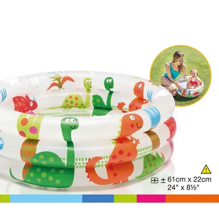 Piscine gonflable ronde pour bébé avec motif dinosaure cartoon, baignoire pour nourrisson, Taille : 61 x 22cm, Taille : 61 x 22cm