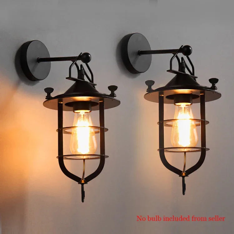 Lampe murale créative rétro en fer pour restaurant balcon couloir chevet sans ampoules