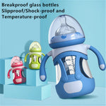 Biberon en verre borosilicaté avec manchon en silicone, 240 ml