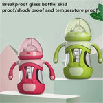 Biberon en verre borosilicaté avec manchon en silicone, 240 ml