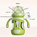 Biberon en verre borosilicaté avec manchon en silicone, 240 ml