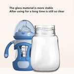 Biberon en verre borosilicaté avec manchon en silicone, 240 ml