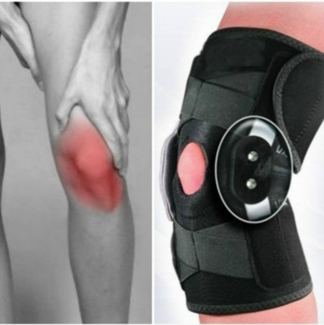Protecteur de genou sportif respirant ajustable à collerette avec support en aluminium, protecteur de genou sportif à collerette (noir)