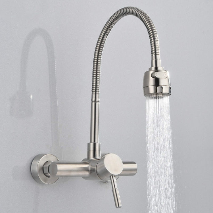 Robinet mélangeur d'évier de cuisine mural en acier inoxydable, rotation libre, robinet d'eau à flexible, robinet d'eau à flexible pivotant