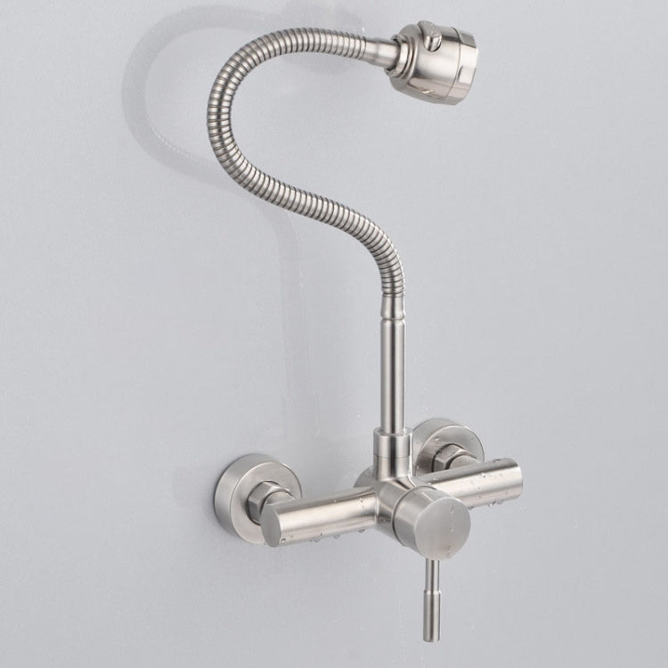 Robinet mélangeur d'évier de cuisine mural en acier inoxydable, rotation libre, robinet d'eau à flexible, robinet d'eau à flexible pivotant