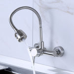 Robinet mélangeur d'évier de cuisine mural en acier inoxydable, rotation libre, robinet d'eau à flexible, robinet d'eau à flexible pivotant