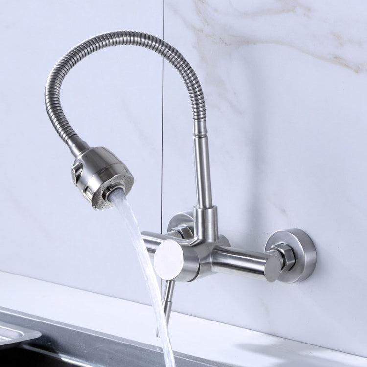 Robinet mélangeur d'évier de cuisine mural en acier inoxydable, rotation libre, robinet d'eau à flexible, robinet d'eau à flexible pivotant