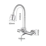 Robinet mélangeur d'évier de cuisine mural en acier inoxydable, rotation libre, robinet d'eau à flexible, robinet d'eau à flexible pivotant