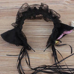 Mignon serre-tête oreilles de chat en dentelle, accessoire pour cheveux pour femme