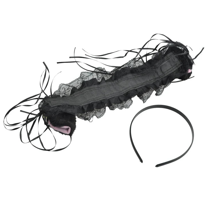 Mignon serre-tête oreilles de chat en dentelle, accessoire pour cheveux pour femme