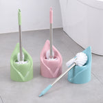Brosse de toilette à long manche en acier inoxydable, brosse de nettoyage de toilette, base triangulaire