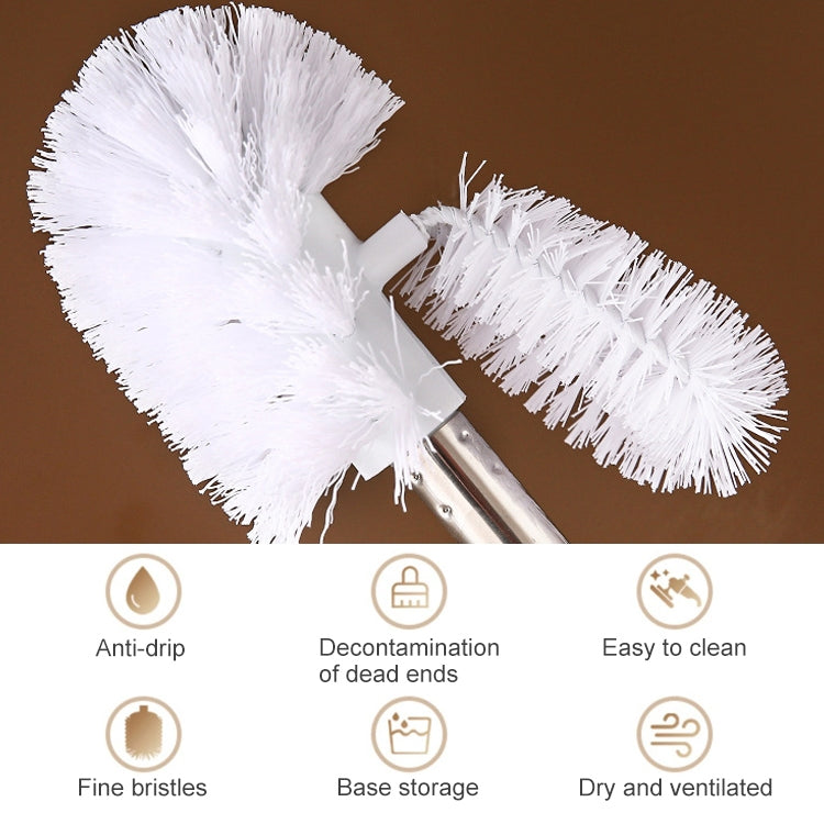 Brosse de toilette à long manche en acier inoxydable, brosse de nettoyage de toilette, base triangulaire