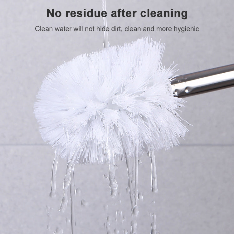 Brosse de toilette à long manche en acier inoxydable, brosse de nettoyage de toilette, base triangulaire