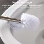 Brosse de toilette à long manche en acier inoxydable, brosse de nettoyage de toilette, base triangulaire