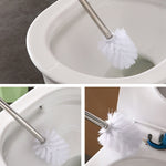 Brosse de toilette à long manche en acier inoxydable, brosse de nettoyage de toilette, base triangulaire