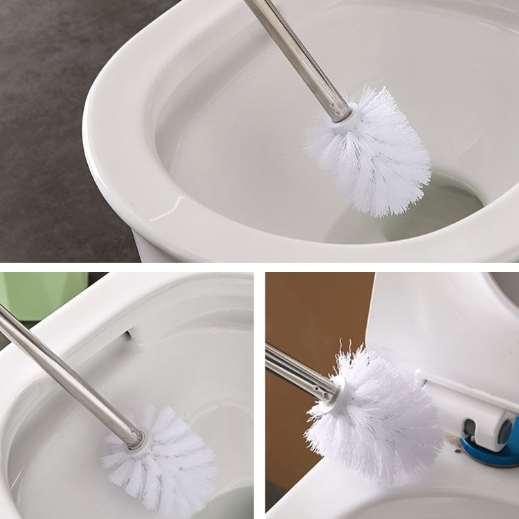 Brosse de toilette à long manche en acier inoxydable, brosse de nettoyage de toilette, base triangulaire