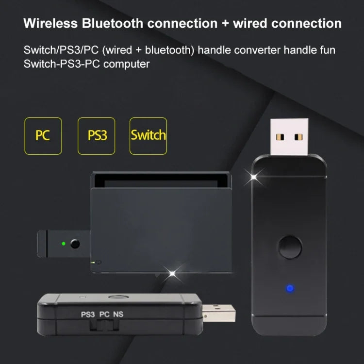 Adaptateur convertisseur de manette de jeu sans fil Bluetooth JYS-130 pour PS3 / Switch / PC
