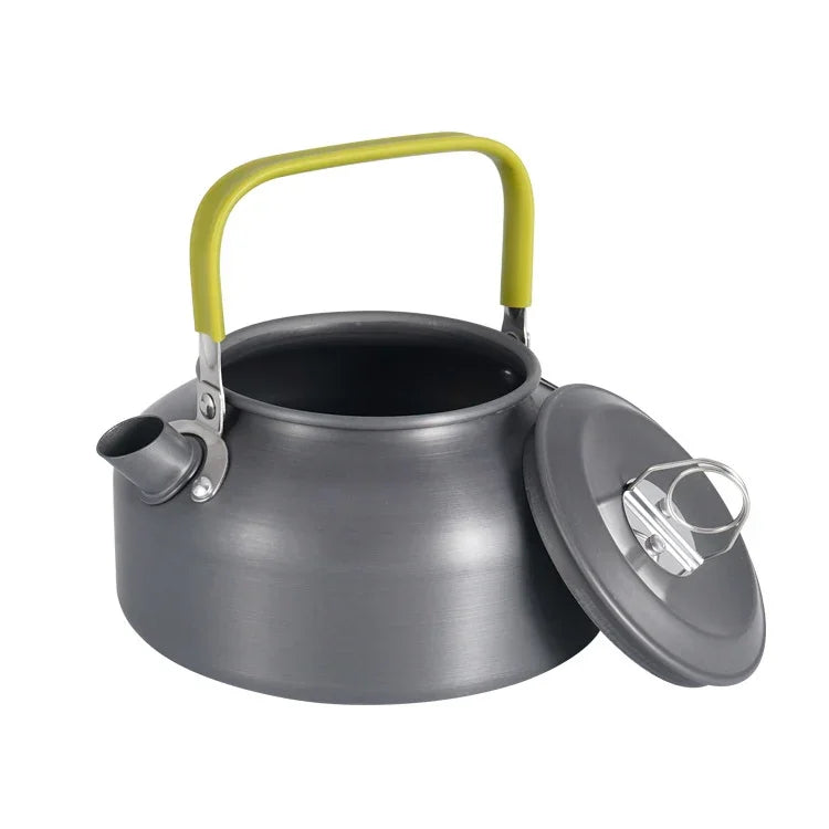 Théière en aluminium portable 0,8L pour pique-nique et alpinisme en plein air, 0,8L