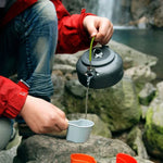 Théière en aluminium portable 0,8L pour pique-nique et alpinisme en plein air, 0,8L