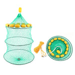 Filet de pêche à flottabilité extérieure, filet de pêche portatif pliable à 3 cercles, cage à poissons, filet de pêche en mer multi-flotteurs, filet de pêche à flottabilité