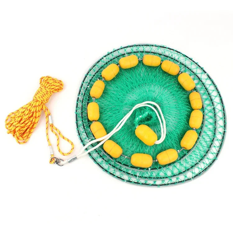 Filet de pêche à flottabilité extérieure, filet de pêche portatif pliable à 3 cercles, cage à poissons, filet de pêche en mer multi-flotteurs, filet de pêche à flottabilité