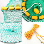Filet de pêche à flottabilité extérieure, filet de pêche portatif pliable à 3 cercles, cage à poissons, filet de pêche en mer multi-flotteurs, filet de pêche à flottabilité
