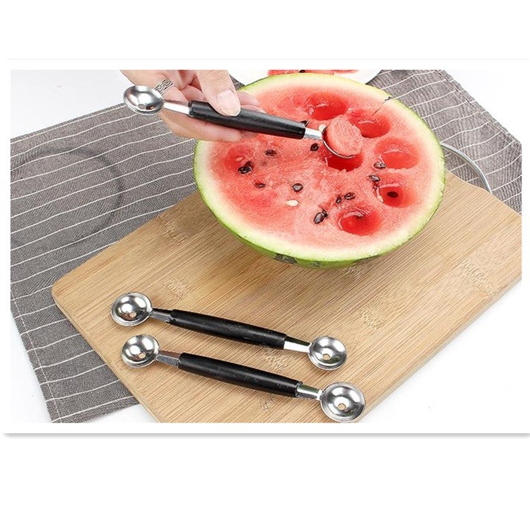 Cuillère à fruits double tête en acier inoxydable, double tête